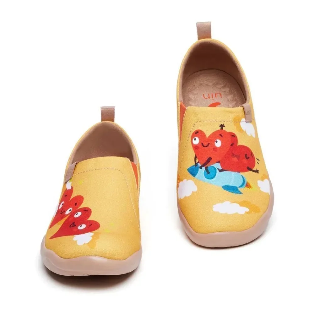 UIN Women's Walking Shoes Slip On Canvas Casual Loafers (Love You to the Moon)